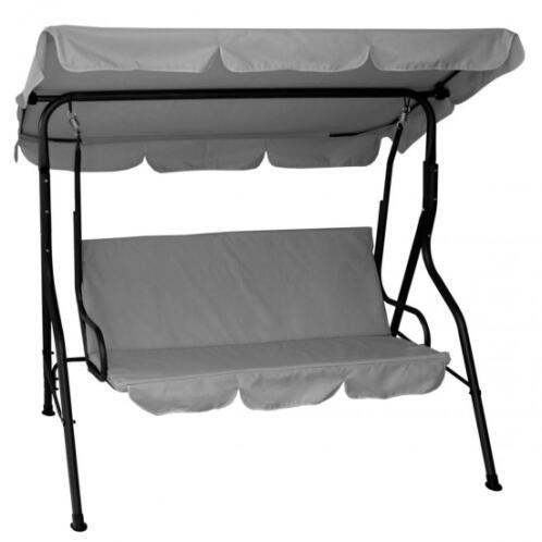 Velco Κούνια μεταλλική τριθέσια σε χρώμα γκρι και σκελετό ανθρακί για κήπο βεράντα 170x110x153cm