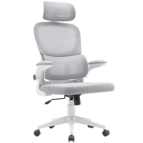 BAKAJI  Καρέκλα Γραφείου από Ύφασμα Αντιιδρωτικό Ανοιχτό Γκρι και Λευκό Πολυθρόνα Γραφείου  02840755