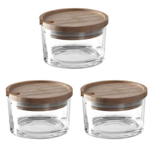 Leonardo Σετ 3 τεμ. μαρμελαδιέρες 130ml ξύλινο καπάκι σειρά Limito 021019L