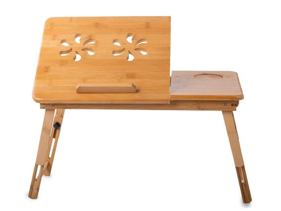 Ξύλινο Πτυσσόμενο Τραπεζάκι Laptop από Bamboo με ρυθμιζόμενο ύψος, 50x30 cm