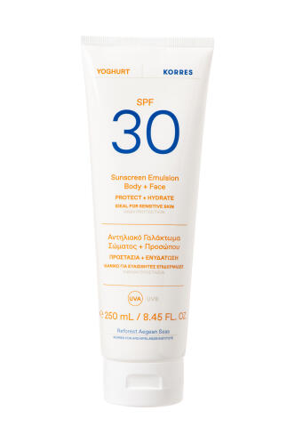 Korres Yoghurt Γιαούρτι Αντηλιακό Γαλάκτωμα Σώματος & Προσώπου SPF30 250ml
