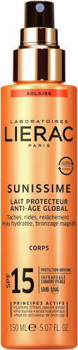 Lierac Sunissime Anti-Aging Global Milk Αντηλιακή Λοσιόν για το Σώμα SPF15 σε Spray 150ml