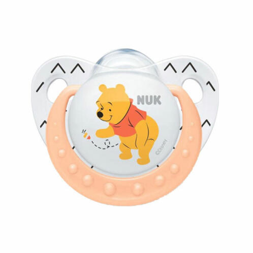 Nuk Ορθοδοντική Πιπίλα Σιλικόνης για 0-6 μηνών Trendline Winnie με Θήκη Πορτοκαλί