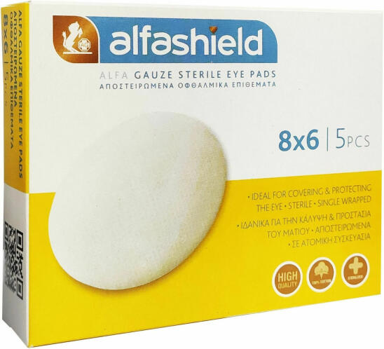Alfashield Αποστειρωμένα Οφθαλμικά Επιθέματα 6cm x 8cm 5τμχ