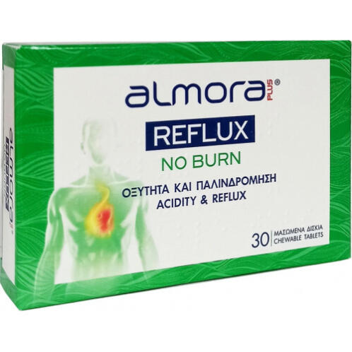 Elpen Almora Plus Reflux No Burn Συμπλήρωμα Διατροφής για την Οξύτητα & την Παλινδρόμηση 30 Μασώμενα Δισκία