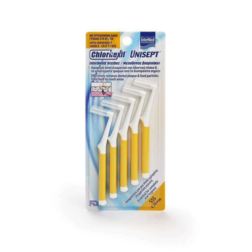 Intermed Chlorhexil Μεσοδόντια Βουρτσάκια με Λαβή 0.7mm Κίτρινα 5τμχ