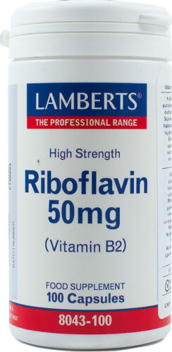 Lamberts B-2 Riboflavin 50mg Ριβοφλαβίνη για την Υγεία Ματιών, Μαλλιών & Νυχιών 100 Κάψουλες