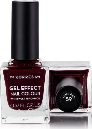 Korres Gel Effect Gloss Βερνίκι Νυχιών Μακράς Διαρκείας Κόκκινο 59 Wine Red 11ml