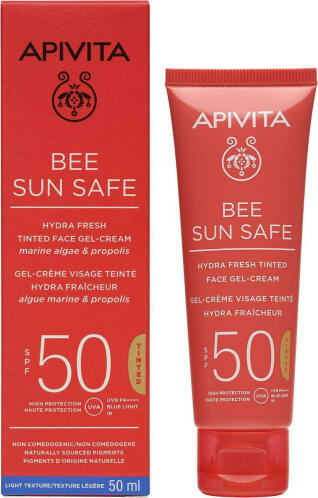 Apivita Bee Sun Safe Hydra Fresh Tinted Αδιάβροχο Αντηλιακό Gel Προσώπου SPF50 με Χρώμα 50ml