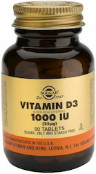 Solgar Vitamin D3 (Cholecalciferol) Βιταμίνη για Ανοσοποιητικό 1000iu 90 ταμπλέτες