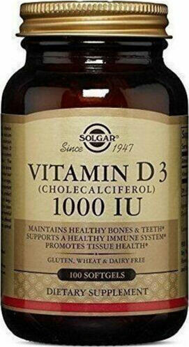 Solgar Vitamin D3 Βιταμίνη για Ανοσοποιητικό 1000iu 100 μαλακές κάψουλες
