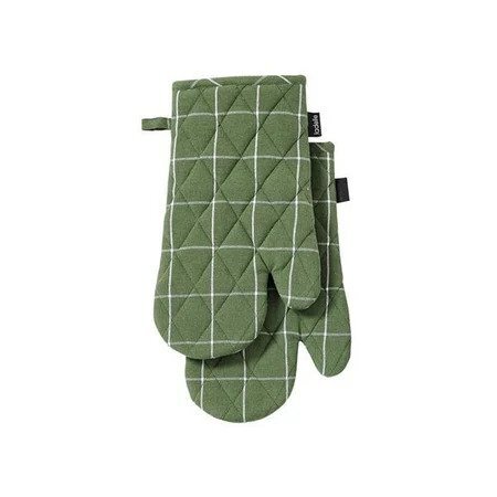 Ladelle Γάντια Βαμβακερά Eco Check 18x33cm Σετ 2 Τεμαχίων Πράσινα