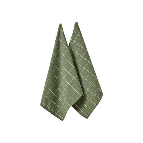 Ladelle Πετσέτες Κουζίνας Βαμβακερές Πράσινες Eco Check 45x70cm - Σετ 2 Τεμαχίων