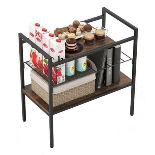 Costway Τραπέζι Κονσόλας με Ράφια 60x33,5x61cm HV10460CF Ρουστίκ Καφέ