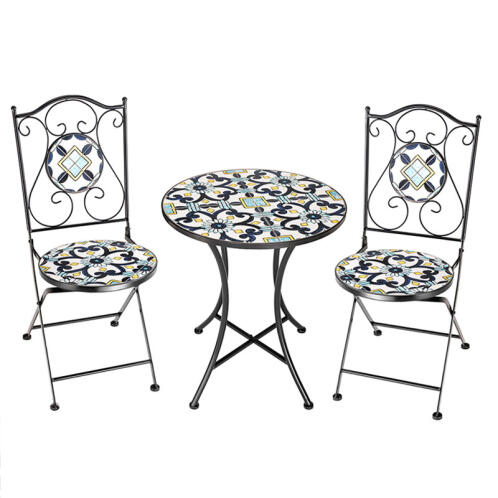 Bakaji 02841277 Σετ Τραπέζι και Πτυσσόμενες Καρέκλες Τραπεζάκι Σχεδιασμός Μωσαϊκό Μπλε