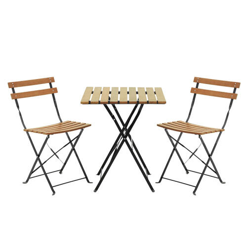 Inart Σετ 3τμχ Τραπέζι με 2 Καρέκλες Μεταλλικό/Ξύλινο Φυσικό Χρώμα 60x60x71cm 3-50-040-0002