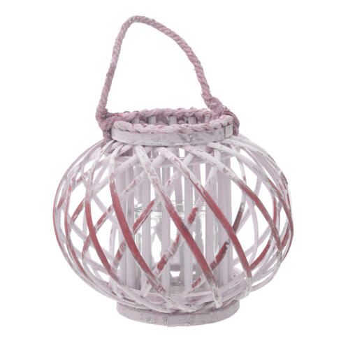 Inart Ξύλινο Φανάρι Λευκό/Κόκκινο 38x32/54cm 3-70-823-0211