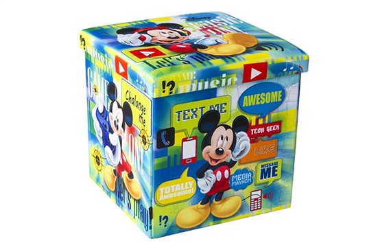 Παιδικό Σκαμπό Πτυσσόμενο με Αποθηκευτικό Χώρο με θέμα Mickey Mouse 38x38x38cm, Homa 109049