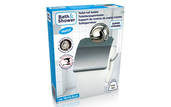 Bath & Shower Βάση Χαρτιού Υγείας με Κάλυμμα από Ανοξείδωτο ατσάλι 18x13.5cm σε Ασημί χρώμα, 95081