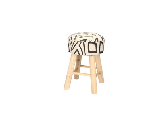 Ξύλινο Σκαμνί-Σκαμπό με Στρογγυλό Υφασμάτινο Κάθισμα 28x40cm, 01183