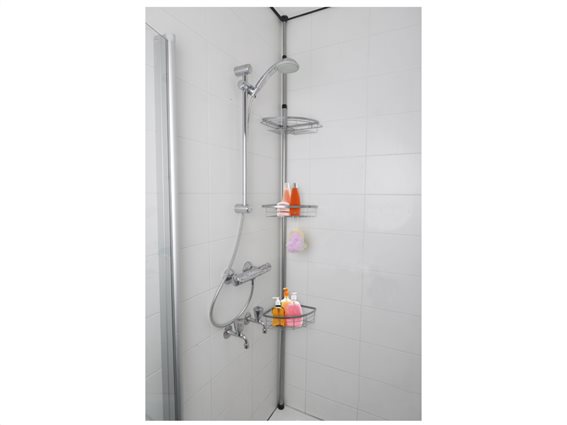 Bath & Shower Γωνιακό Τηλεσκοπικό Ράφι για το Μπάνιο με 3 ράφια με ρυθμιζόμενο ύψος έως 250cm, 02994