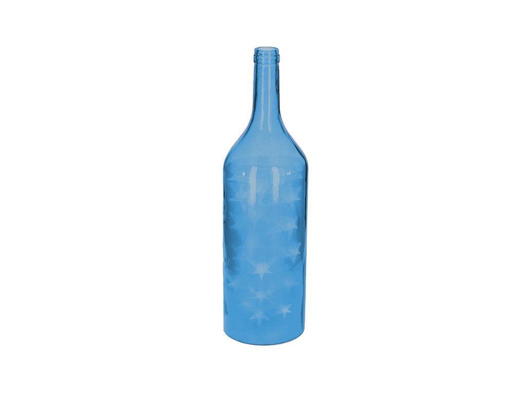 Arti Casa Γυάλινο Διακοσμητικό Μπουκάλι 15x52cm με 18 LED φωτάκια αστέρια, 02374 Χρώμα Μπλε
