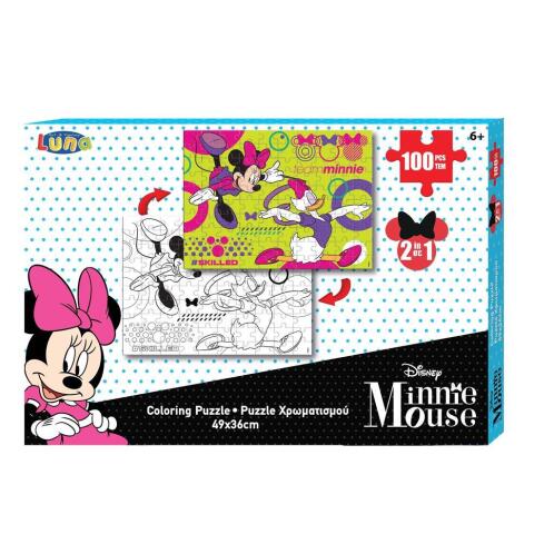 Παζλ Χρωματισμού 2 Όψεων Disney Minnie Mouse Luna Toys 100Τμχ. 49x36εκ