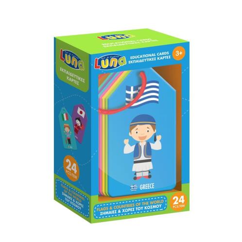 Eκπαιδευτικές Κάρτες Σημαίες και Χώρες του Κόσμου Luna Toys 24Τμχ.
