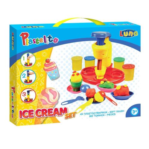 Luna Toys Πλαστοζυμαράκι Παγωτό με Eργαλεία 16 Τμχ.