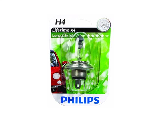 Philips Λάμπα Αυτοκινήτου h4 LongLife EcoVision 60-55W 1650LM, 36198