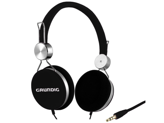 Grundig Ρυθμιζόμενα Στερεοφωνικά Ακουστικά On-Ear με Πλεκτό Περίβλημα Στέκας, 52668 Μαύρο