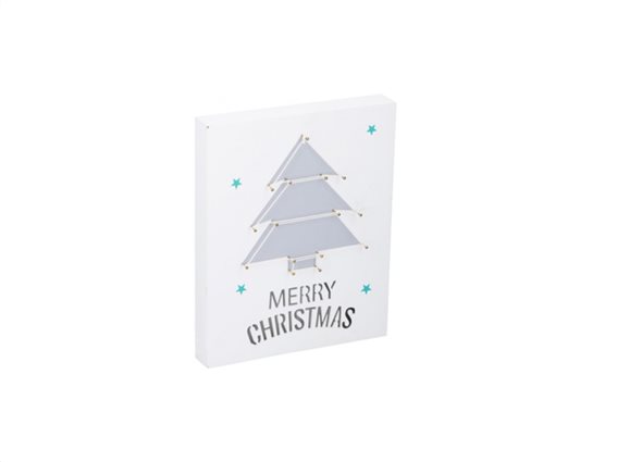 Ξύλινος Διακοσμητικός Χριστουγεννιάτικος Πίνακας με Χριστουγεννιάτικο δέντρο, Christmas Gifts 04231