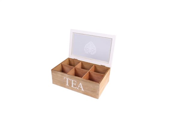 Vintage Κουτί Αποθήκευσης για Φακελάκια Τσαγιού με 6 Θέσεις, 23x15.5x6.5cm, Tea box EKO 650607