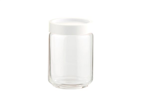 Γυάλινο Βάζο Αποθήκευσης  με Πλαστικό Καπάκι Ασφαλείας σε Λευκό χρώμα , 650ml, Ocean 2523G9701 W