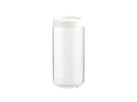 Γυάλινο Βάζο Αποθήκευσης  με Πλαστικό Καπάκι Ασφαλείας σε Λευκό χρώμα , 750ml, Ocean 2526G9701 W