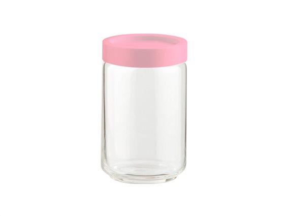 Γυάλινο Βάζο Αποθήκευσης  με Πλαστικό Καπάκι Ασφαλείας σε Ροζ χρώμα , 750ml, Ocean 2526G9903 P