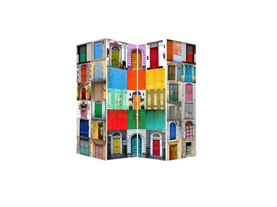 Παραβάν Ξύλινο Διαχωριστικό Χώρου με πολύχρωμες εικόνες, 180x160x2cm, SK12133
