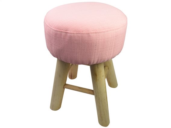 Ξύλινο Σκαμνί Σκαμπό με Υφασμάτινο Κάθισμα σε Ροζ χρώμα, 30x30x40cm, Arti Casa 05738