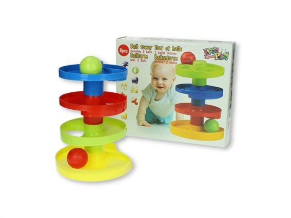 Παιδικός Κυκλικός Πύργος με  2 μπάλες, Παιδικό παιχνίδι δραστηριοτήρων, Let's Play 06093