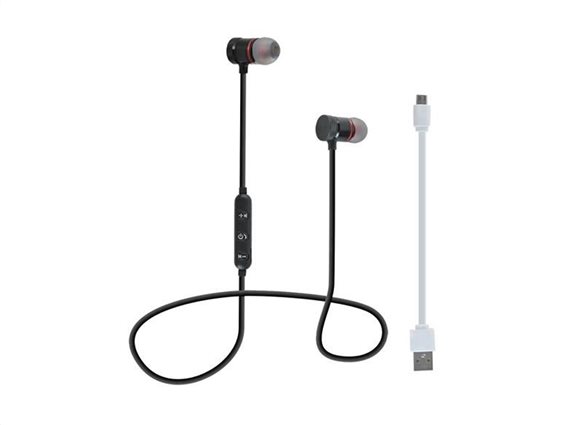 Aria Trade Ασύρματα Ακουστικά Bluetooth Με Μαγνητικό Κούμπωμα S5752 Μαύρα