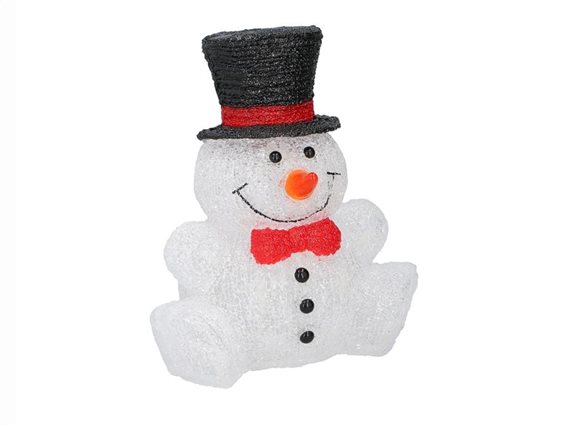 Christmas Gifts Χριστουγεννιάτικος Ακρυλικός Χιονάνθρωπος 3D με 30 λαμπάκια Led, 24x18.5x31.5, 04532