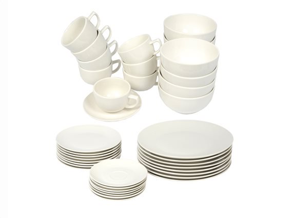 Σετ 8 Σερβίτσια Δείπνου 40 τεμ με Πιάτα, Μπολ και Κούπες σε Λευκό χρώμα, Alpina Switzerland 08539