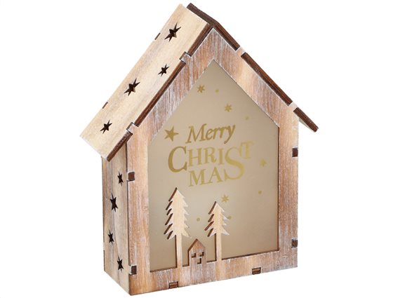 Christmas Gifts Χριστουγεννιάτικο Διακοσμητικό Ξύλινο Σπιτάκι με φωτισμό LED, 18.5x15.5x5.5cm, 04344