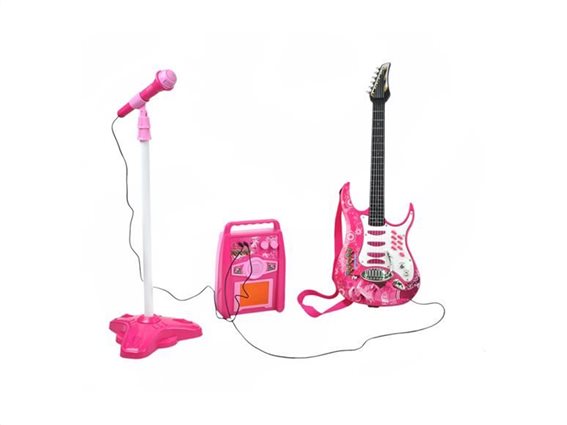 Aria Trade Σετ παιδική ηλεκτρική Κιθάρα με Μικρόφωνο Και Ενισχυτή σε ροζ χρώμα