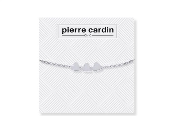 Pierre Cardin Pcc7741 Βραχιόλι Από Κράμα Ασημιού Σχέδιο Με 3 Μικρές Καρδιές, Μήκους 16 Cm