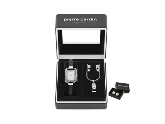 Pierre Cardin Gift Set Pcx6530l280 Σετ Συλλογή Κοσμημάτων Με Γυναικείο Ρολόι Σε Ασημί Χρώμα