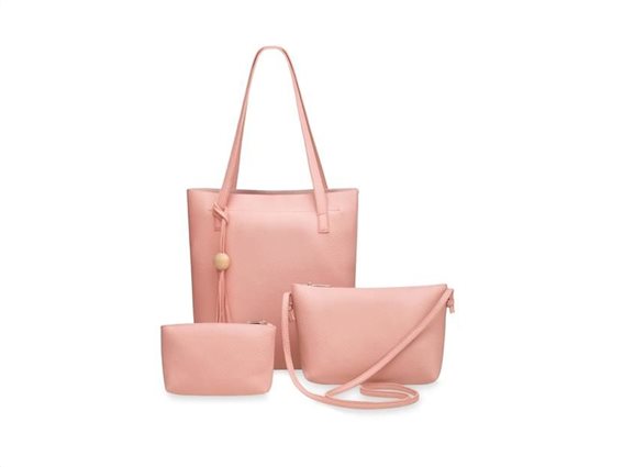 Aria Trade Γυναικεία Τσάντα ώμου, Shopping Bag, με ενσωματωμένη τσάντα χιαστή και Φάκελο σε χρώμα Ροζ