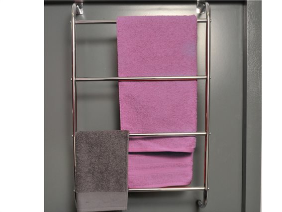 Μεταλλική κρεμάστρα Πόρτας μπάνιου για πετσέτες, 4 θέσεων με φινίρισμα χρωμίου,  45x15x73 cm