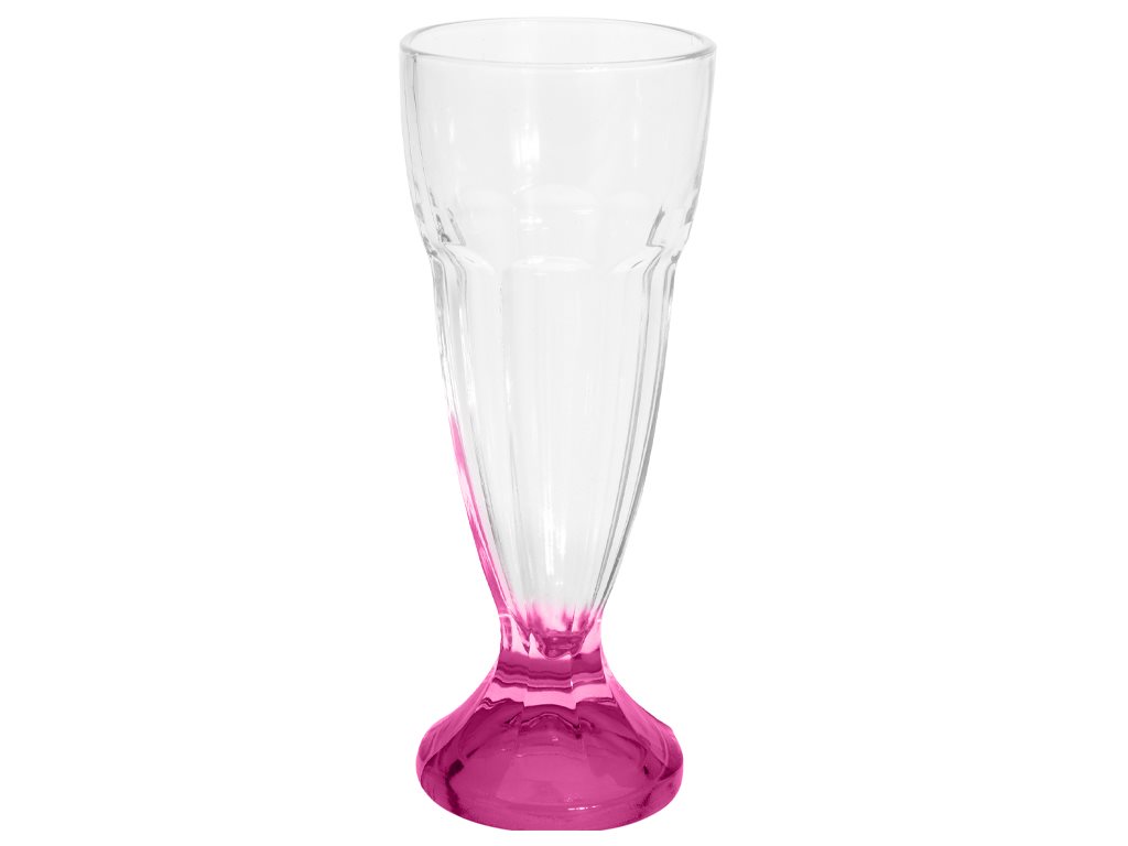 Γυάλινο Ποτήρι Milkshake με χρωματιστή βάση σε 6 διαφορετικά χρώματα Φούξια