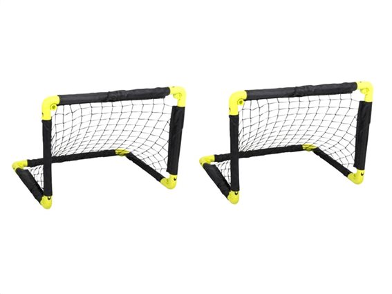Dunlop Σετ Πτυσσόμενο Τέρμα Ποδοσφαίρου 2 τεμαχίων σε Μαύρο Κίτρινο χρώμα, 55x44x44cm, Sport